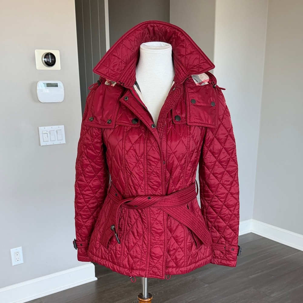 Women's Burberry Brit Quilted deep Red Jacket